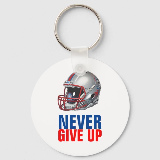 Football Motivational Never Give Up  Keychain (Front)