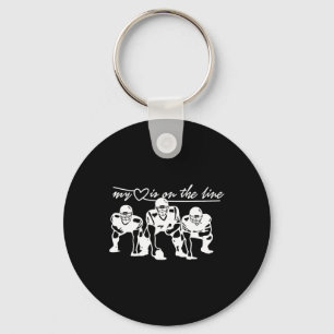 Football My Heart Is On The Line Offensive Lineman Keychain