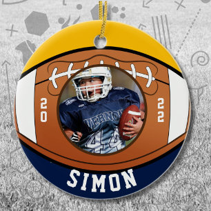 Football Navy Gold Team Colours Ceramic Ornament