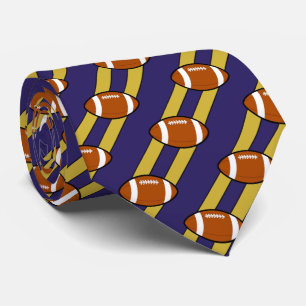 Football Necktie Blue And Gold/Yellow Stripes