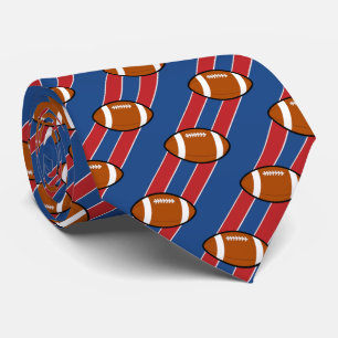 Football Necktie Blue And Red Stripes