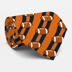Football Necktie Orange and Black Stripes