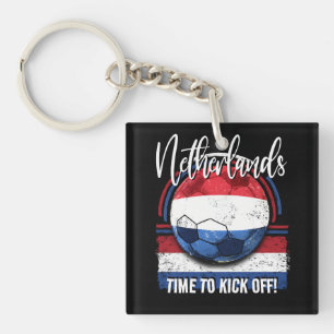 Football Netherlands Flag Euro, Distressed Flag Keychain