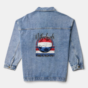 Football Netherlands Flag, Red White Blue Soccer Denim Jacket