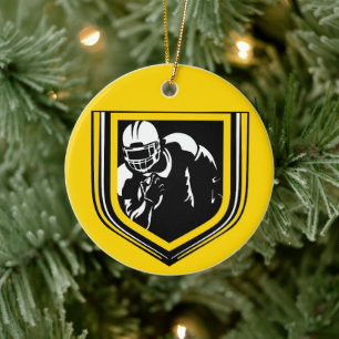 Football Noël Ornement noir et or