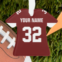 Football noir rouge & blanc Jersey Ornament