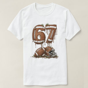 Football Number 67 Muddy Grunge Style Sports. T-Shirt