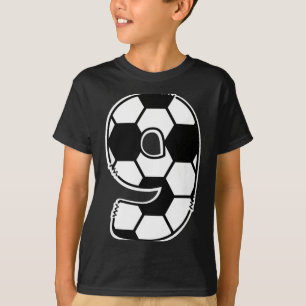 Football Number 9 Kids Birthday Soccer Maths Day T-Shirt