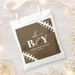 Football Oh Boy Brown White Baby Shower Favour Bag