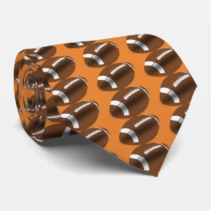 Football On Burnt Orange Necktie
