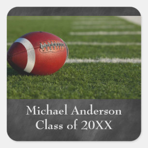 Football on Chalkboard - Square Graduation Sticker