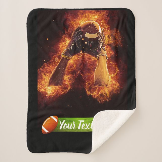 Football on Fire Sherpa Blanket (Front)