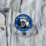 Football or Any Athletic Sport Spirit Photo blue 3 Inch Round Button<br><div class="desc">All text is adjustable! Find your favourite sports photo to make this your own! Great for tournaments and game days. Wear your sport spirit button with pride. Other colours available. Also find car flags,  can coolers,  car magnets,  and other team support products in my shop.</div>