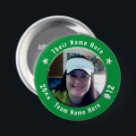 Football or Any Athletic Sport Spirit Photo green 3 Inch Round Button<br><div class="desc">All text is adjustable! Find your favourite sports photo to make this your own! Great for tournaments and game days. Wear your sport spirit button with pride. Other colours available. Also find car flags,  can coolers,  car magnets,  and other team support products in my shop.</div>