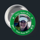 Football or Any Athletic Sport Spirit Photo green 3 Inch Round Button<br><div class="desc">All text is adjustable! Find your favourite sports photo to make this your own! Great for tournaments and game days. Wear your sport spirit button with pride. Other colours available. Also find car flags,  can coolers,  car magnets,  and other team support products in my shop.</div>