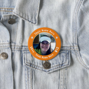Football or Any Athletic Sport Spirit Photo Orange 3 Inch Round Button