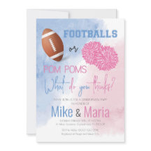 Football or Pom Poms gender reveal invitation