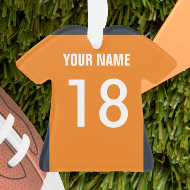 Football Orange, Navy & White Jersey Ornament (Creator Uploaded)