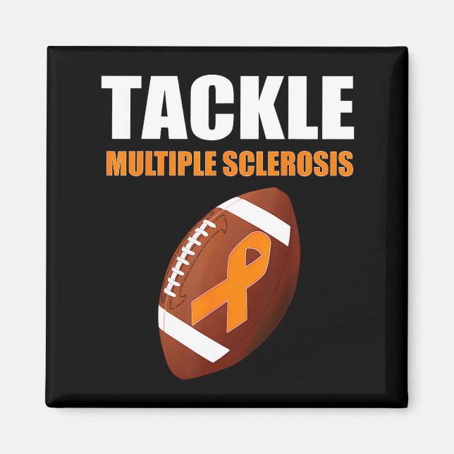 Football Orange Ribbon Multiple Sclerosis Awarenes Magnet (Front)
