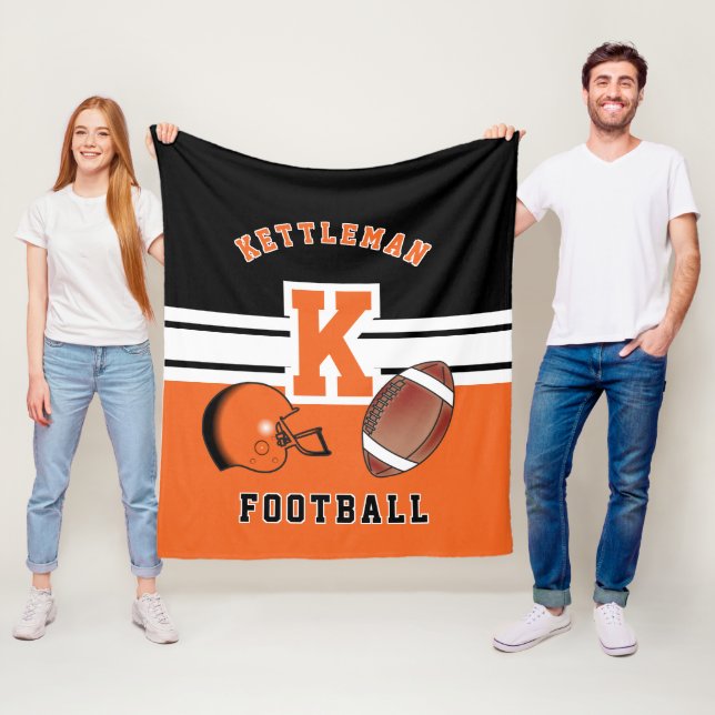 Football 🏈 Orange Sport Letter Fleece Blanket (In Situ)