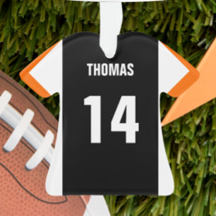 Football Ornement Black, Orange & White Jersey