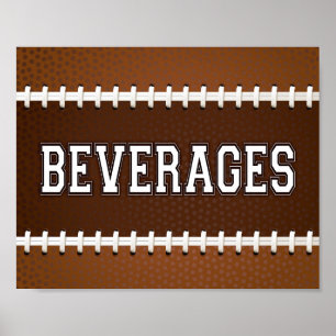 Football Party BEVERAGES Sign Print