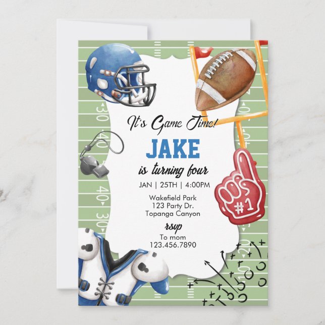 Football Party, Game Time, Touchdown Invitation (Front)