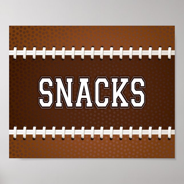 Football Party SNACKS Sign Print (Front)