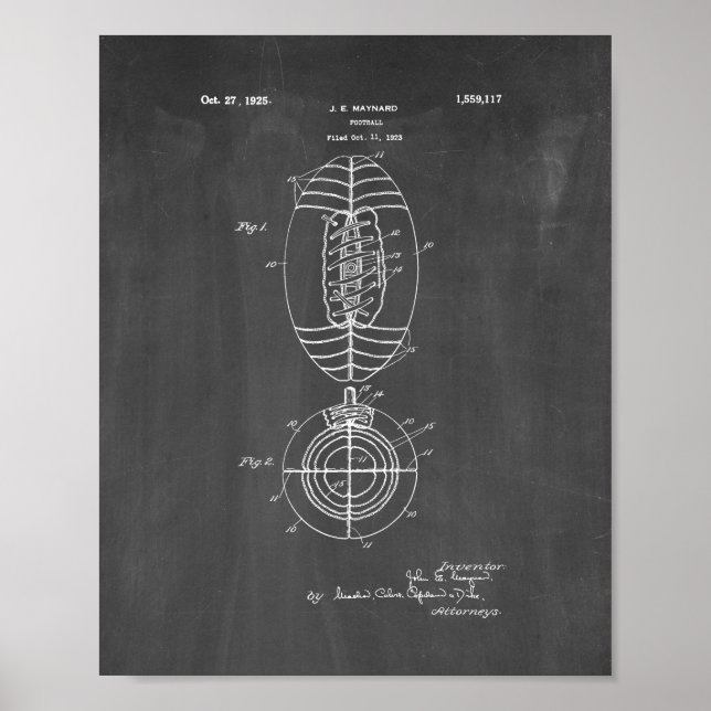 Football Patent - Chalkboard Poster (Front)