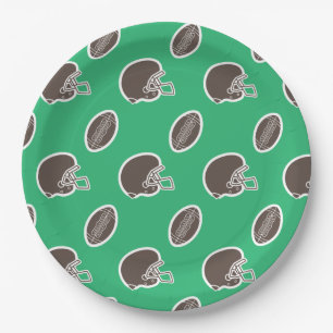 Football Pattern Birthday Paper Plates