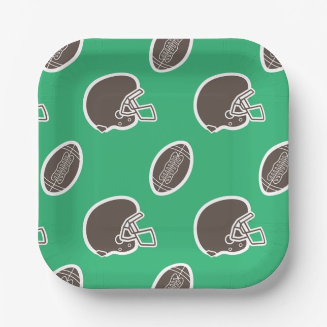 Football Pattern Birthday Paper Plates (Front)
