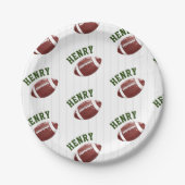 Football Pattern First Year Down 1st birthday Paper Plate (Front)