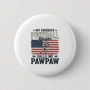 Football Pawpaw Vintage American Flag Shirt Design 2 Inch Round Button