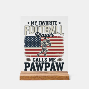 Football Pawpaw Vintage American Flag Shirt Design Acrylic Sign