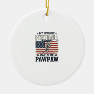 Football Pawpaw Vintage American Flag Shirt Design Ceramic Ornament