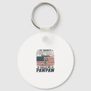 Football Pawpaw Vintage American Flag Shirt Design Keychain