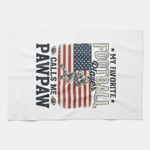 Football Pawpaw Vintage American Flag Shirt Design Kitchen Towel
