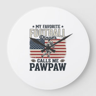 Football Pawpaw Vintage American Flag Shirt Design Large Clock