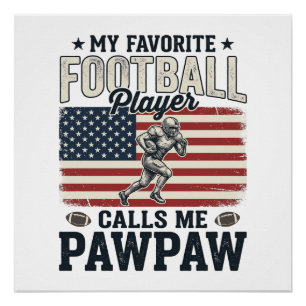 Football Pawpaw Vintage American Flag Shirt Design Poster