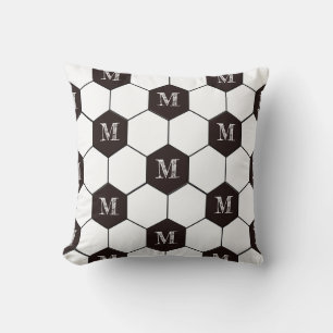 Football personalised Gift Soccer pattern Initial Throw Pillow