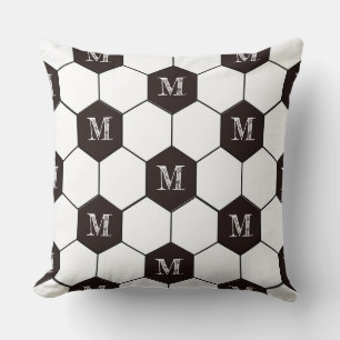 Football personalised Gift Soccer pattern Initial Throw Pillow