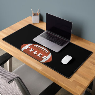 Football, Personalize Bold Name on Black Desk Mat