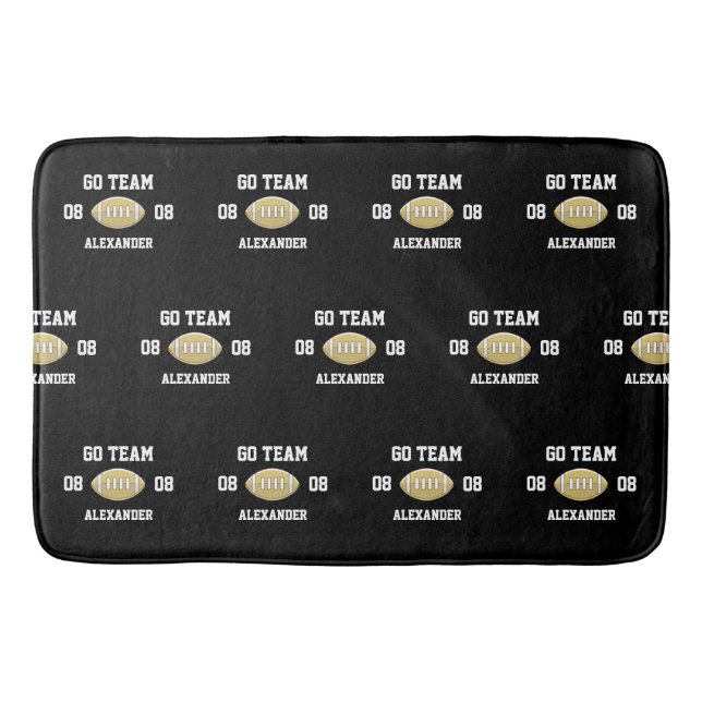 Football Personalized Monogram name Go  Bath Mat (Front)