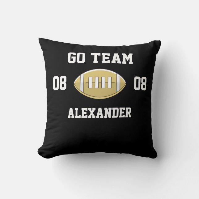 Football Personalized Monogram name Go Team Throw Pillow (Front)