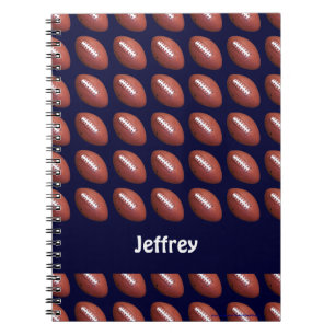 Football Personalized Name Blue Spiral Notebook