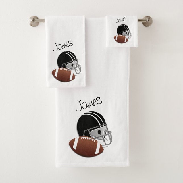 Football Personalized Sports Bath Towel Set (Insitu)