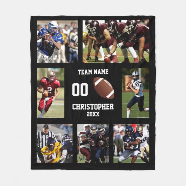 Football photo collage fleece blanket (Front)