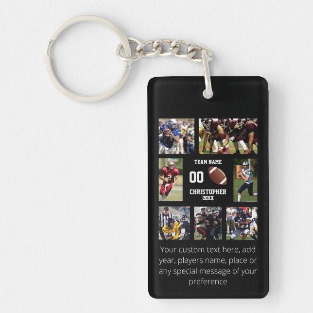 Football Photo Collage Sports Keychain (Front)