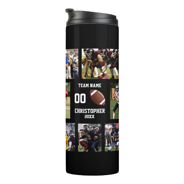 Football photo collage thermal tumbler (Rotated Right)