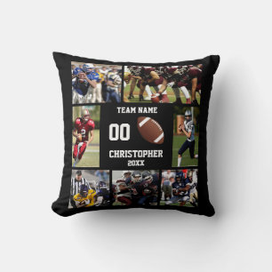 Football photo collage throw pillow